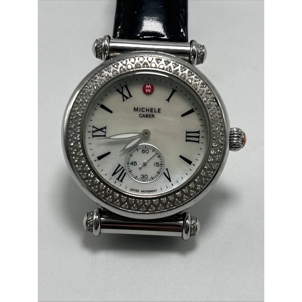 Women's Diamond Michele Caber Dress Watch Black Band